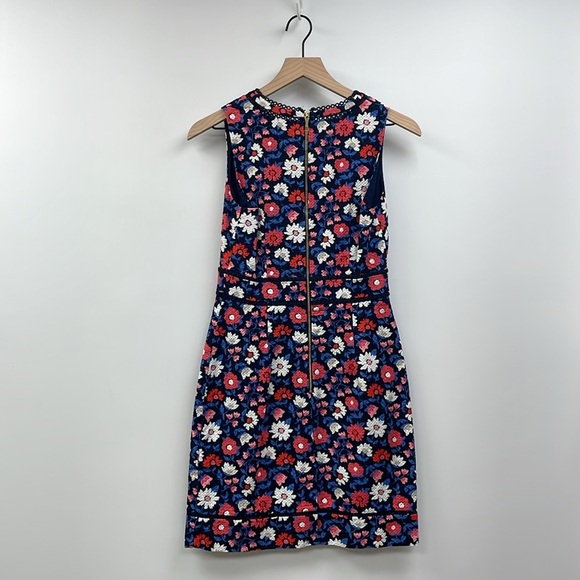 Kate Spade Floral Daisy Jacquard Sleeveless Sheath Mini Dress Boho Preppy Navy 2 - Picture 5 of 9